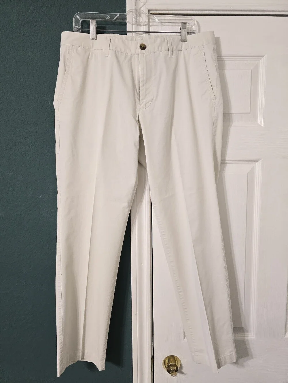 35x30 Bonobos Flat Front Chino Pants Straight Leg Beige Stretch Casual Office